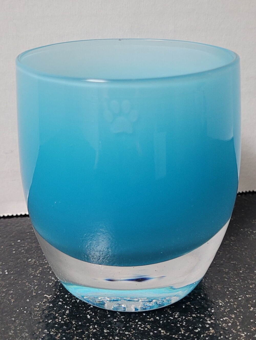 RARE Glassybaby Water Dog Hand-Blown Glass Candle Holder Blue
